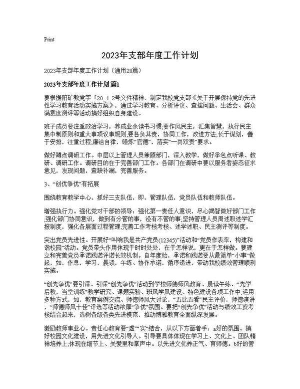2025年支部年度工作计划28篇