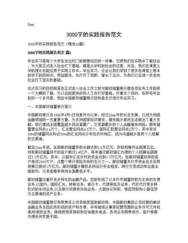 3000字的实践报告范文20篇