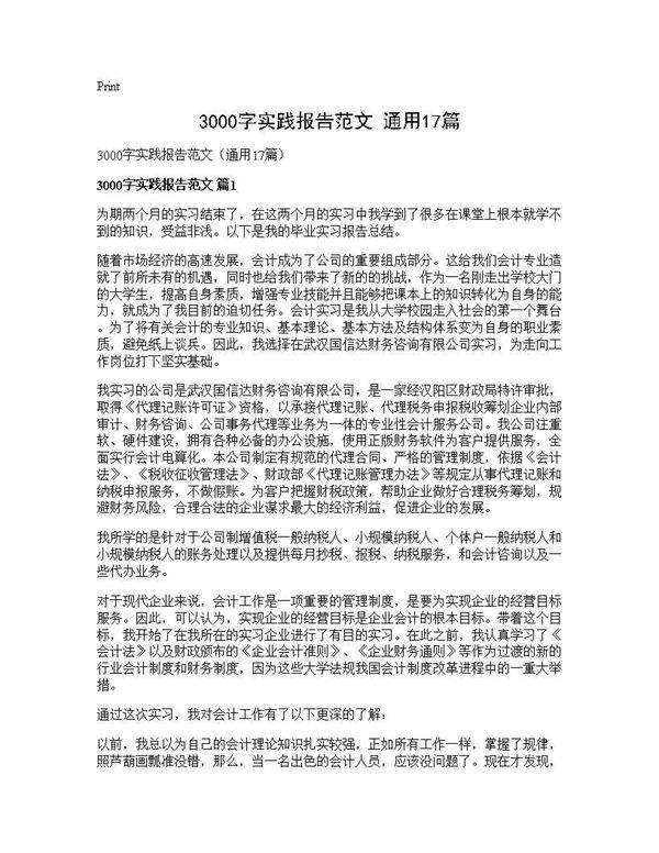 3000字实践报告范文(通用17篇)