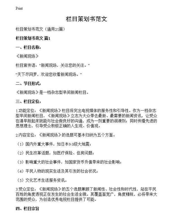 栏目策划书范文