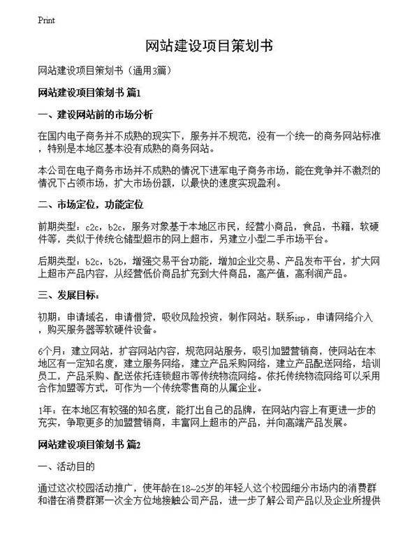 网站建设项目策划书