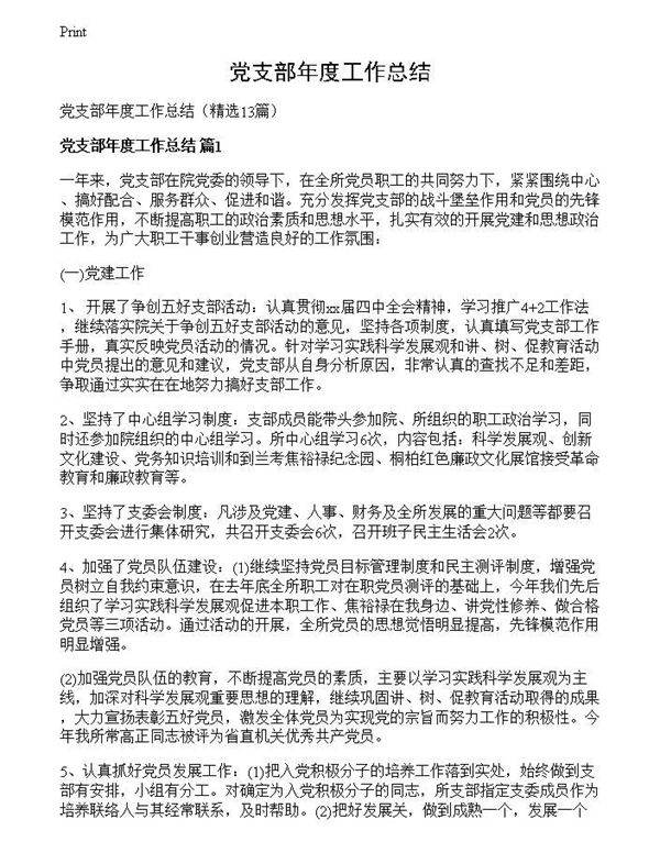 党支部年度工作总结