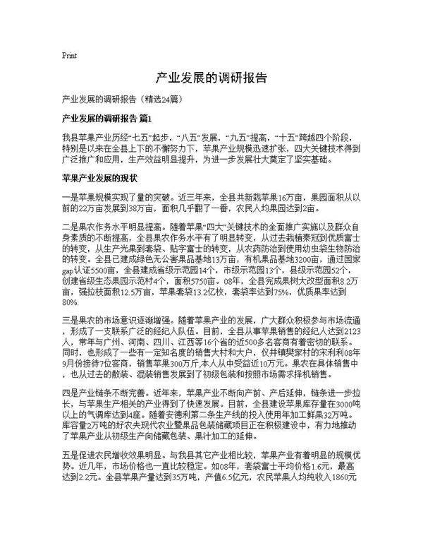 产业发展的调研报告24篇