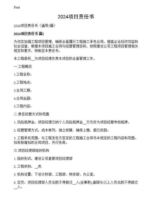 2024项目责任书