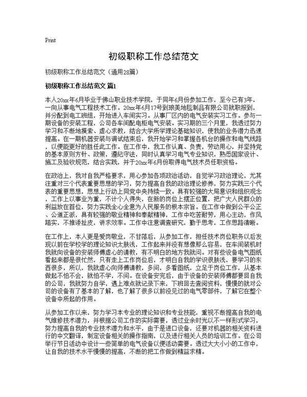 初级职称工作总结范文28篇