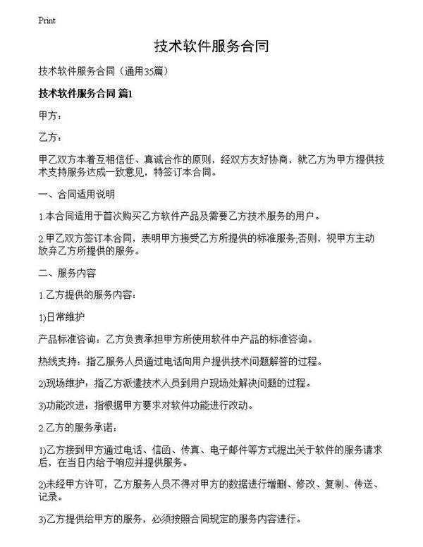 技术软件服务合同
