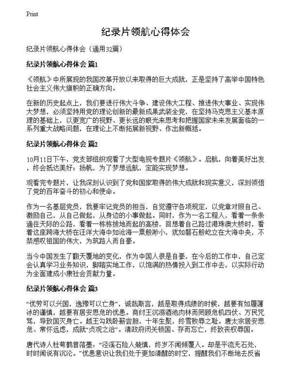 纪录片领航心得体会