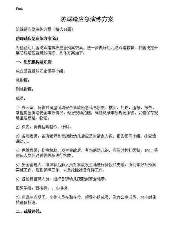 防踩踏应急演练方案