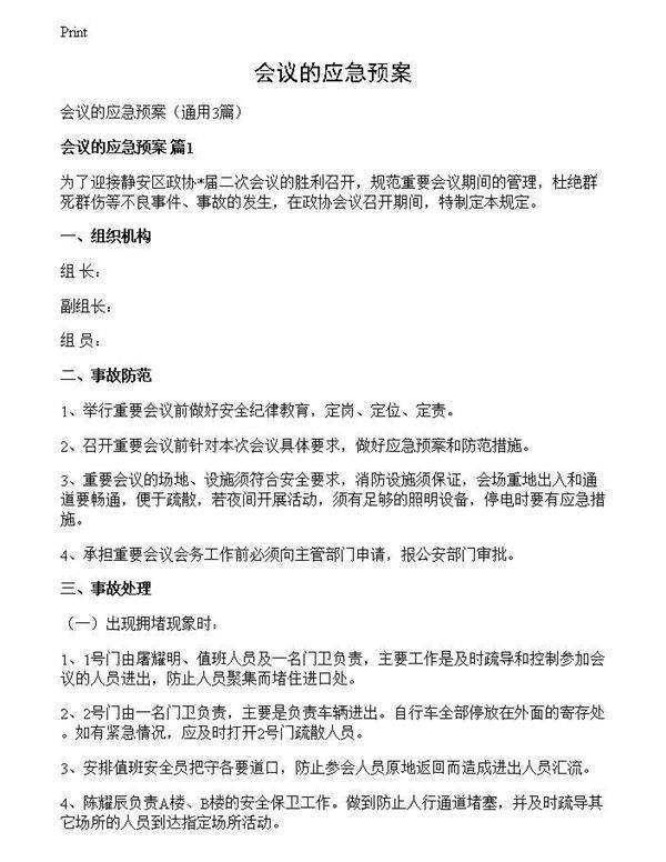 会议的应急预案