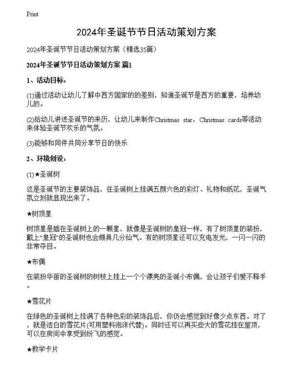 2024年圣诞节节日活动策划方案