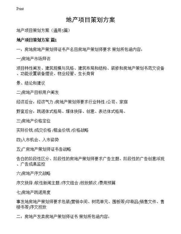 地产项目策划方案