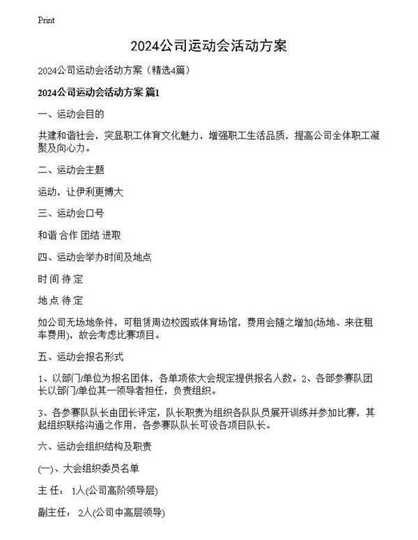 2024公司运动会活动方案