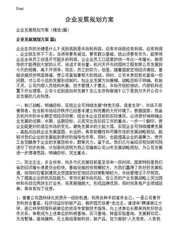 企业发展规划方案