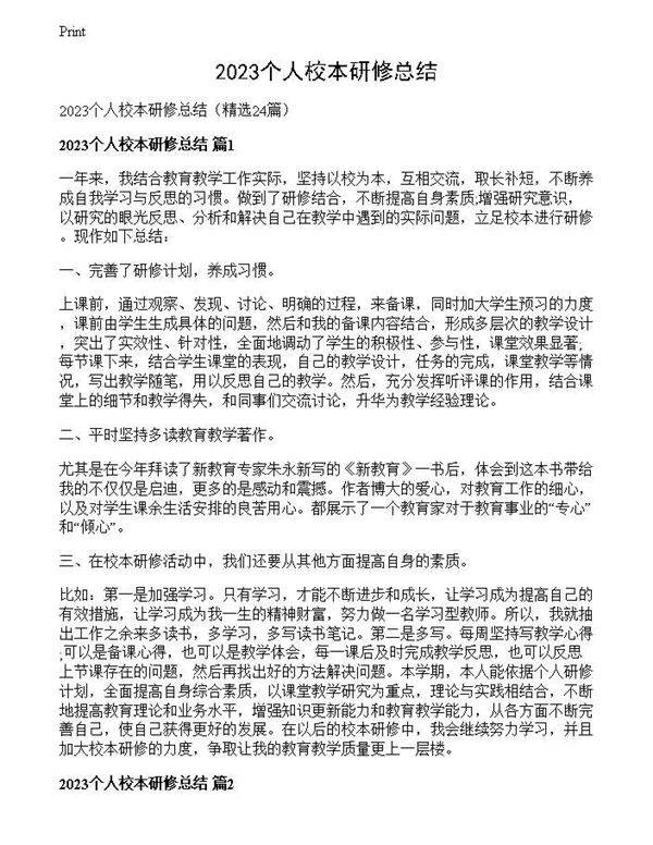 2023个人校本研修总结