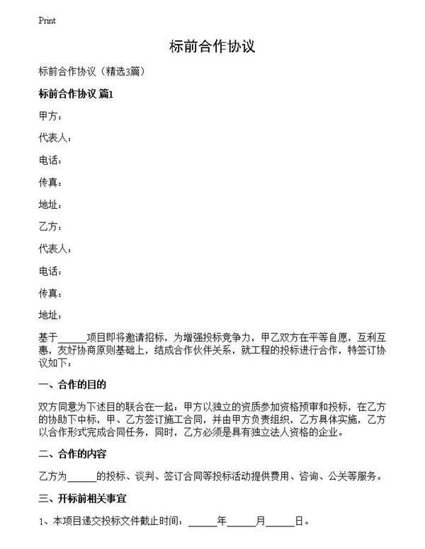 标前合作协议