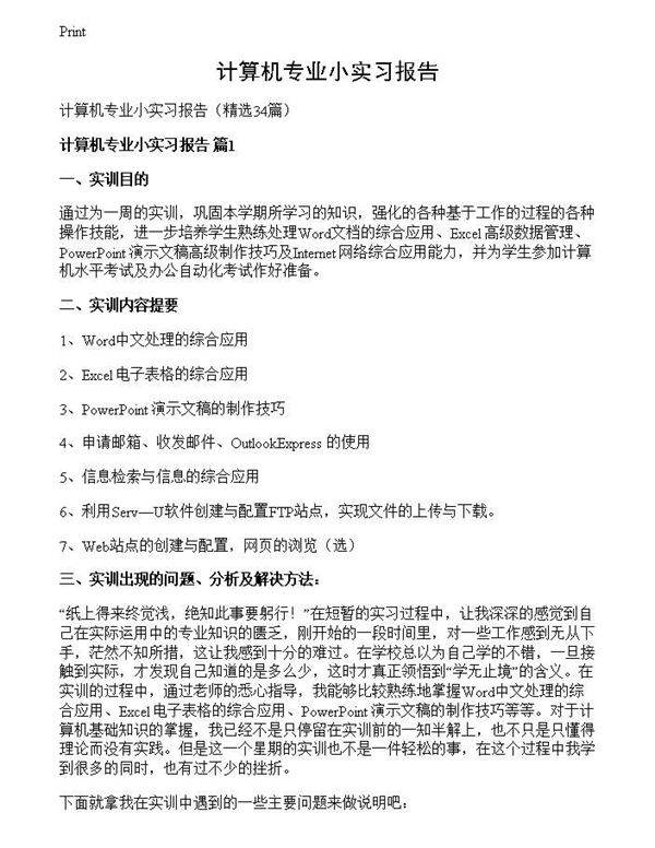 计算机专业小实习报告