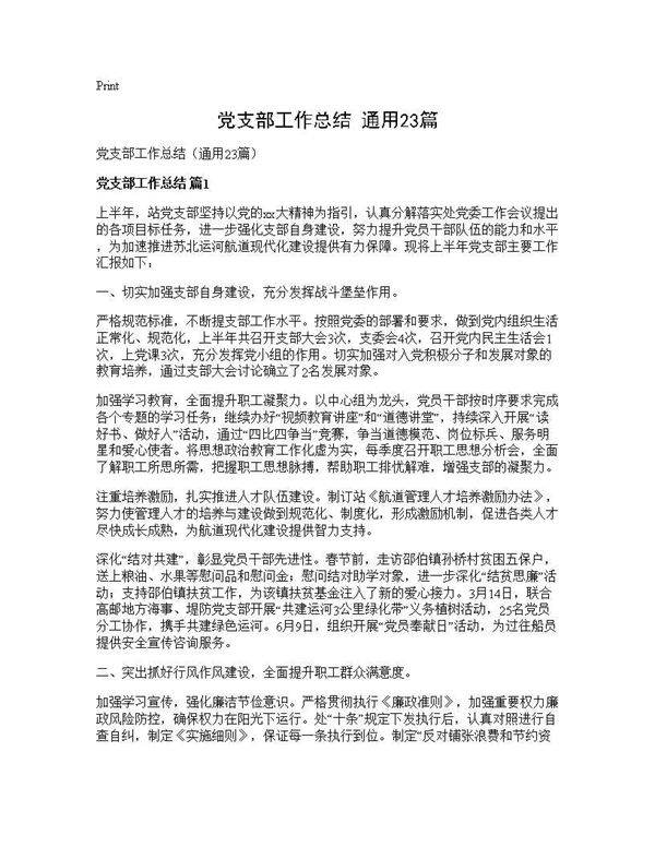 党支部工作总结(通用23篇)