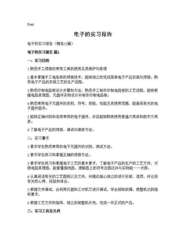 电子的实习报告15篇