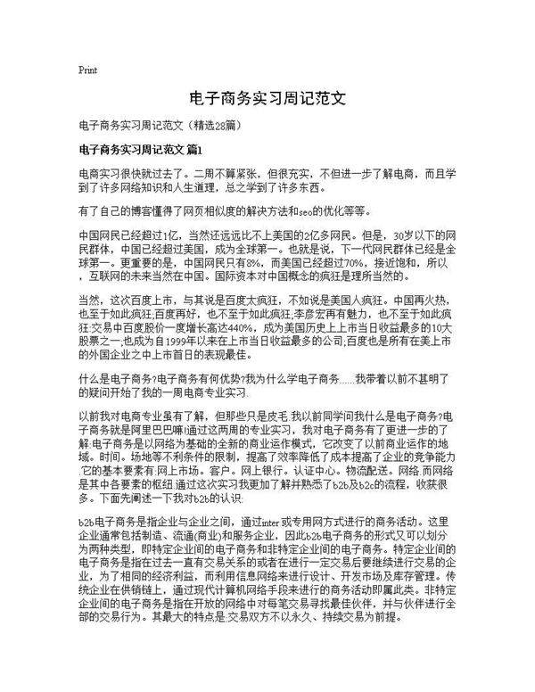 电子商务实习周记范文28篇
