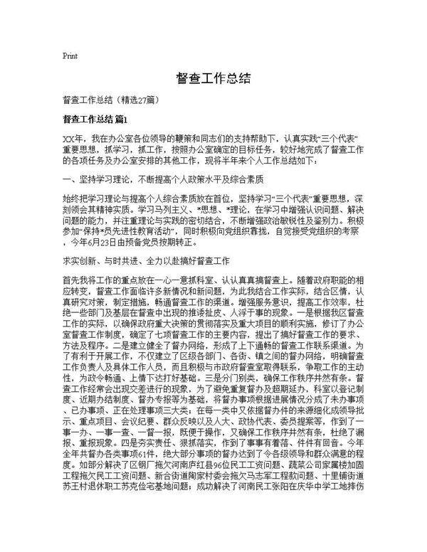 督查工作总结27篇