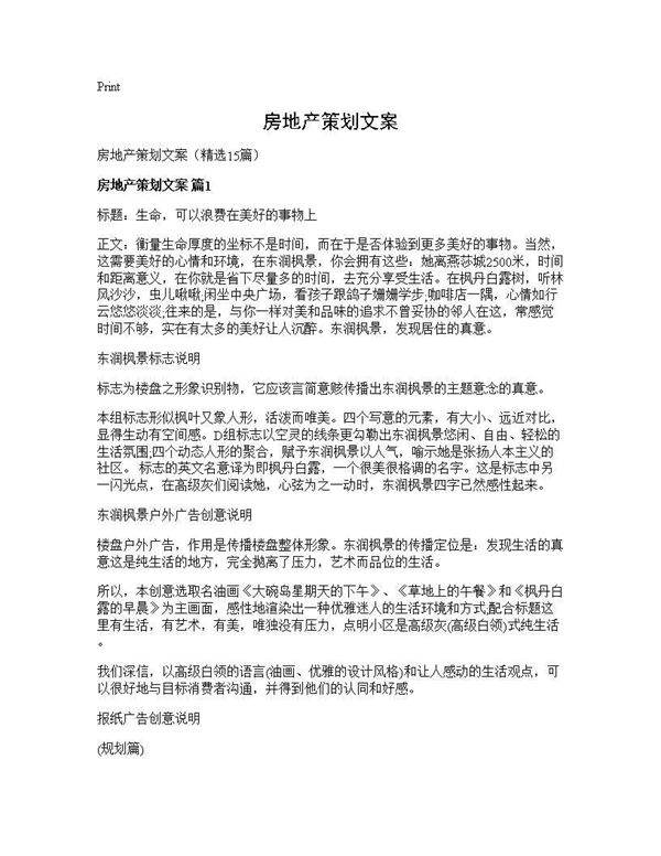 房地产策划文案15篇