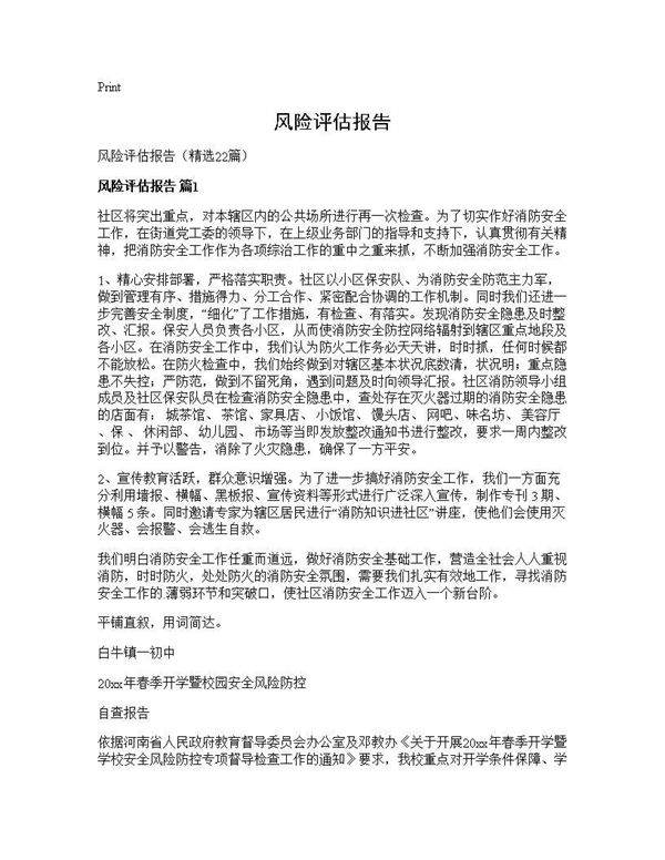 风险评估报告22篇