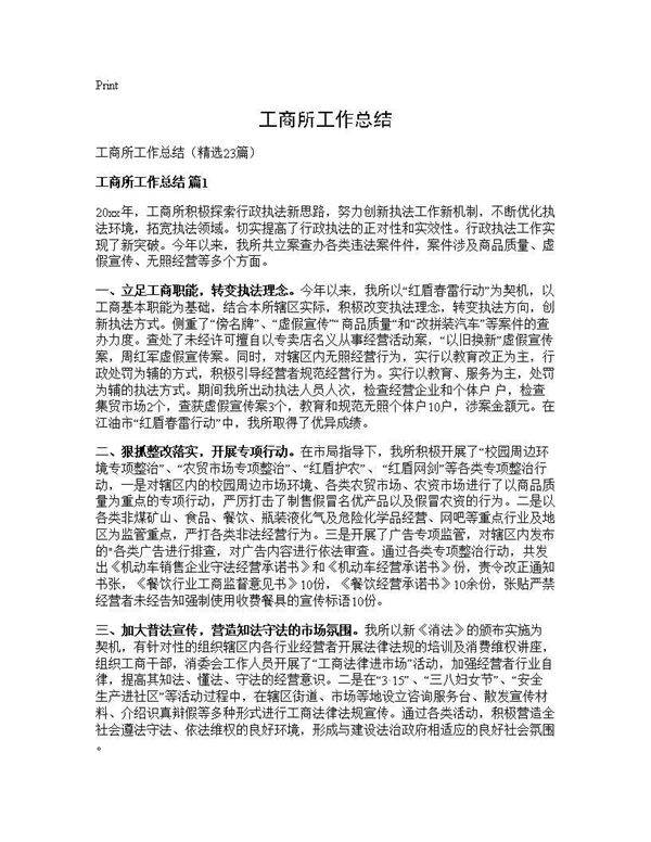工商所工作总结23篇