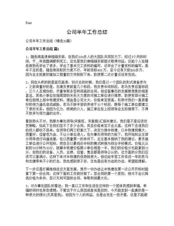公司半年工作总结30篇