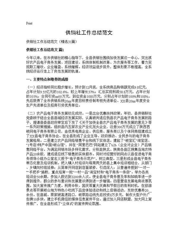 供销社工作总结范文31篇