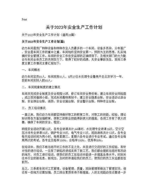 关于2025年安全生产工作计划28篇