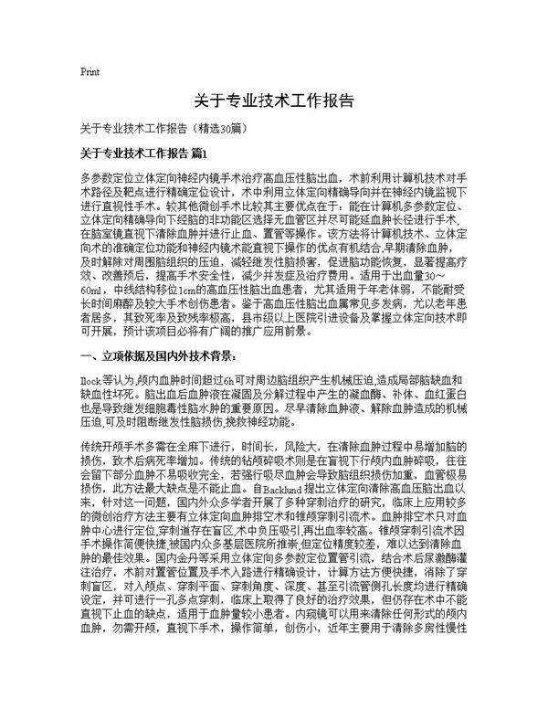 关于专业技术工作报告30篇
