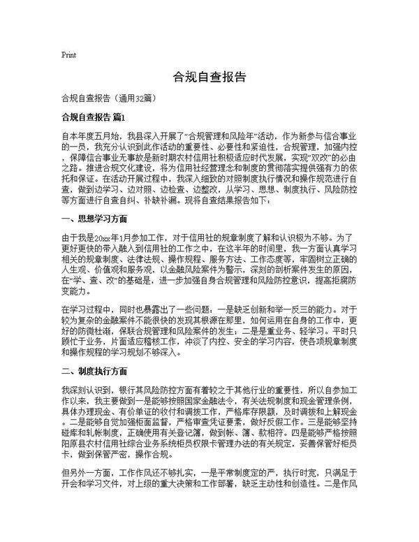 合规自查报告32篇