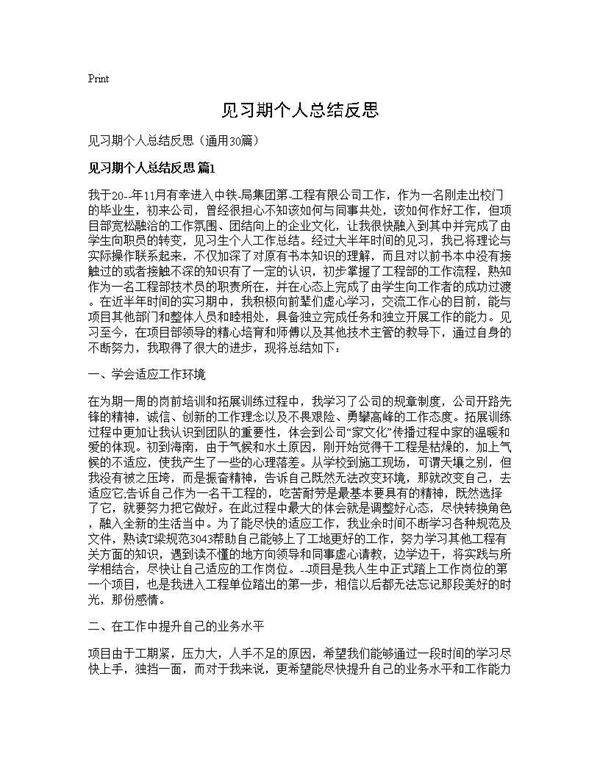 见习期个人总结反思30篇