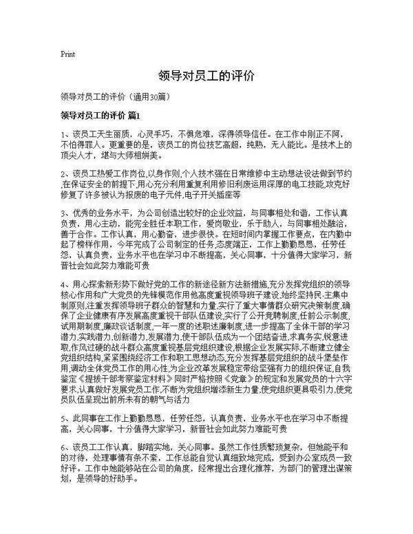 领导对员工的评价30篇