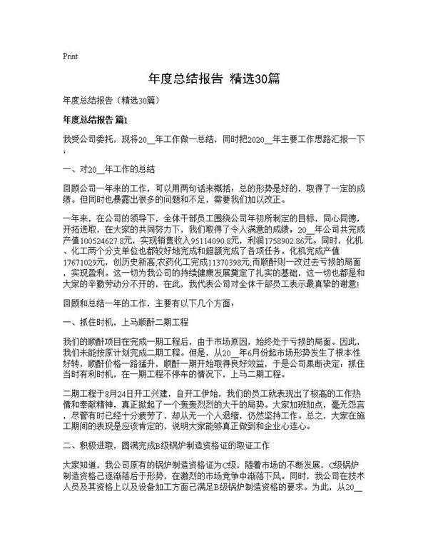年度总结报告(精选30篇)