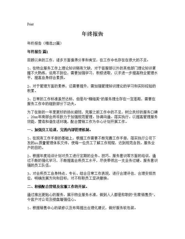年终报告25篇