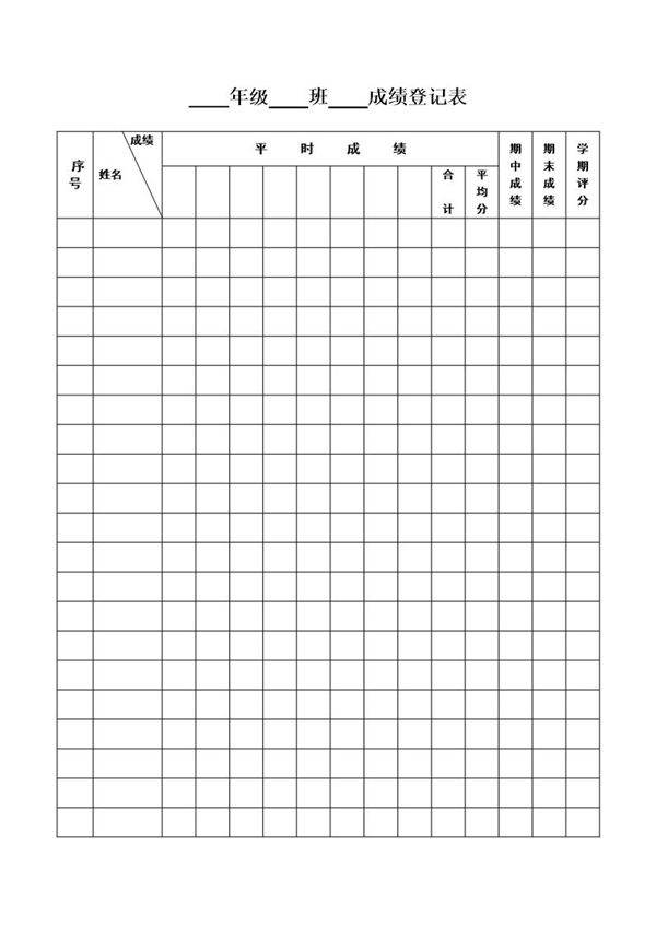 成绩登记表