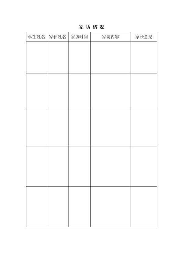 家访情况记录表单
