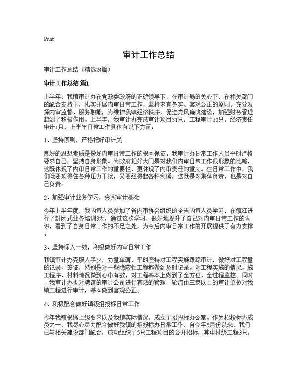 审计工作总结24篇