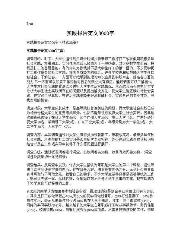 实践报告范文3000字28篇