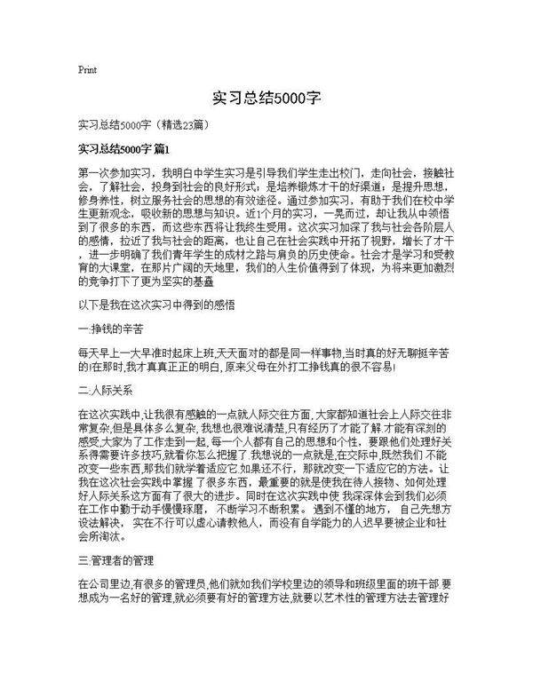 实习总结5000字23篇