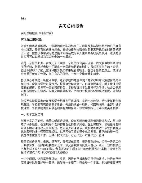 实习总结报告17篇