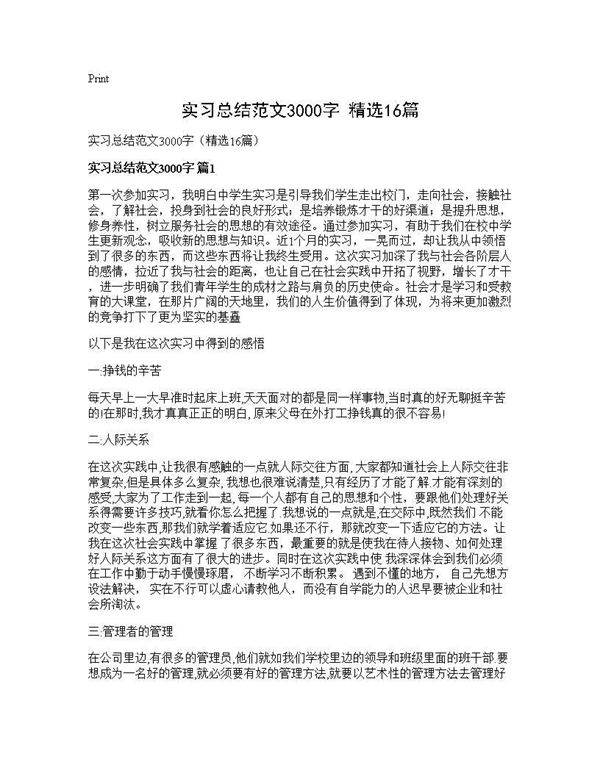 实习总结范文3000字(精选16篇)