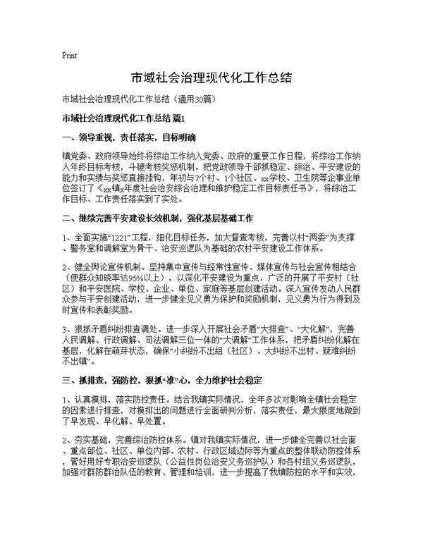 市域社会治理现代化工作总结30篇
