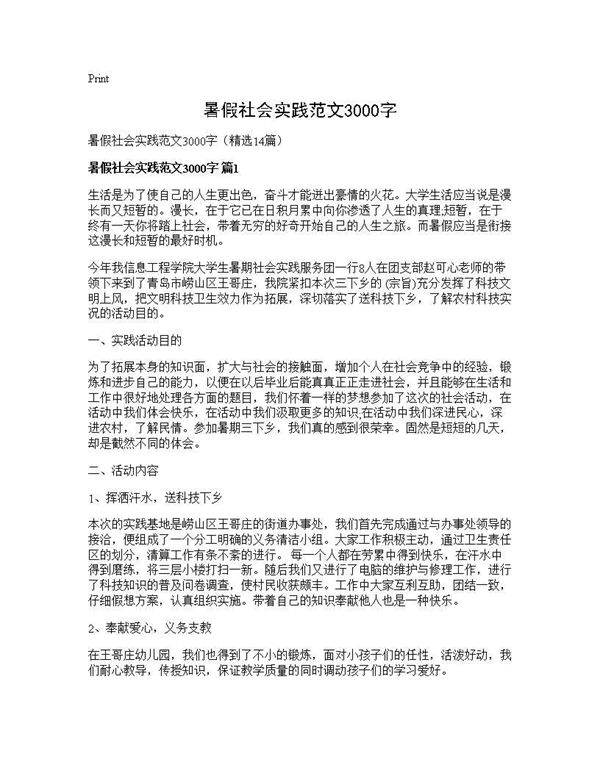暑假社会实践范文3000字14篇
