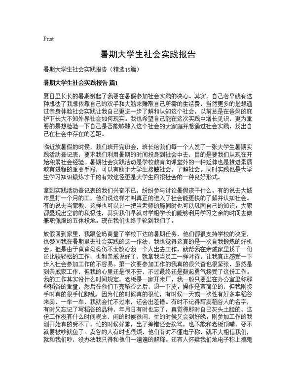 暑期大学生社会实践报告19篇