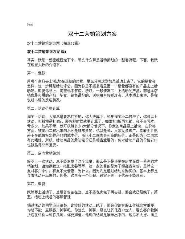 双十二营销策划方案19篇