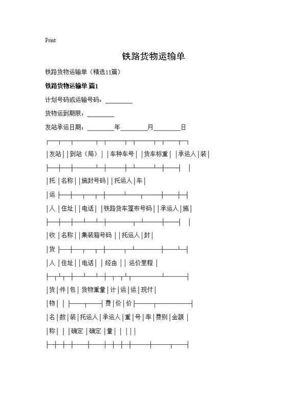 铁路货物运输单11篇