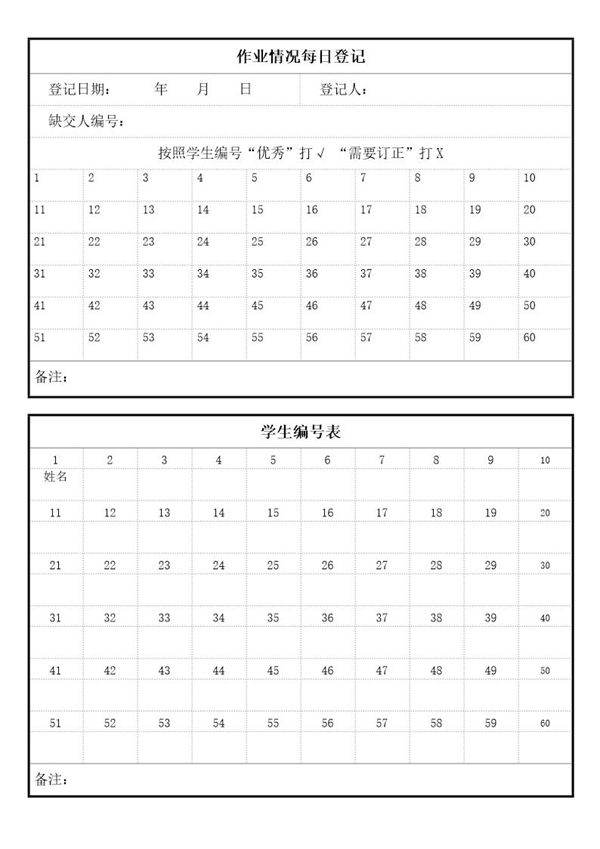 作业情况每日登记