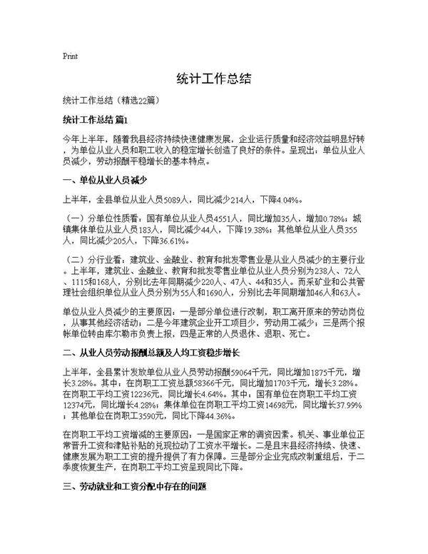统计工作总结22篇